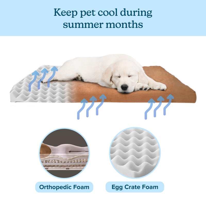 PETMAKER Dog Bed with Removable Cover â€“ 44x35 Pet Bed - 3-Inch Egg Crate Style Foam Orthopedic Dog Mattress, Microsuede, and Non-Slip Crate Pad (Clay) - Image 5